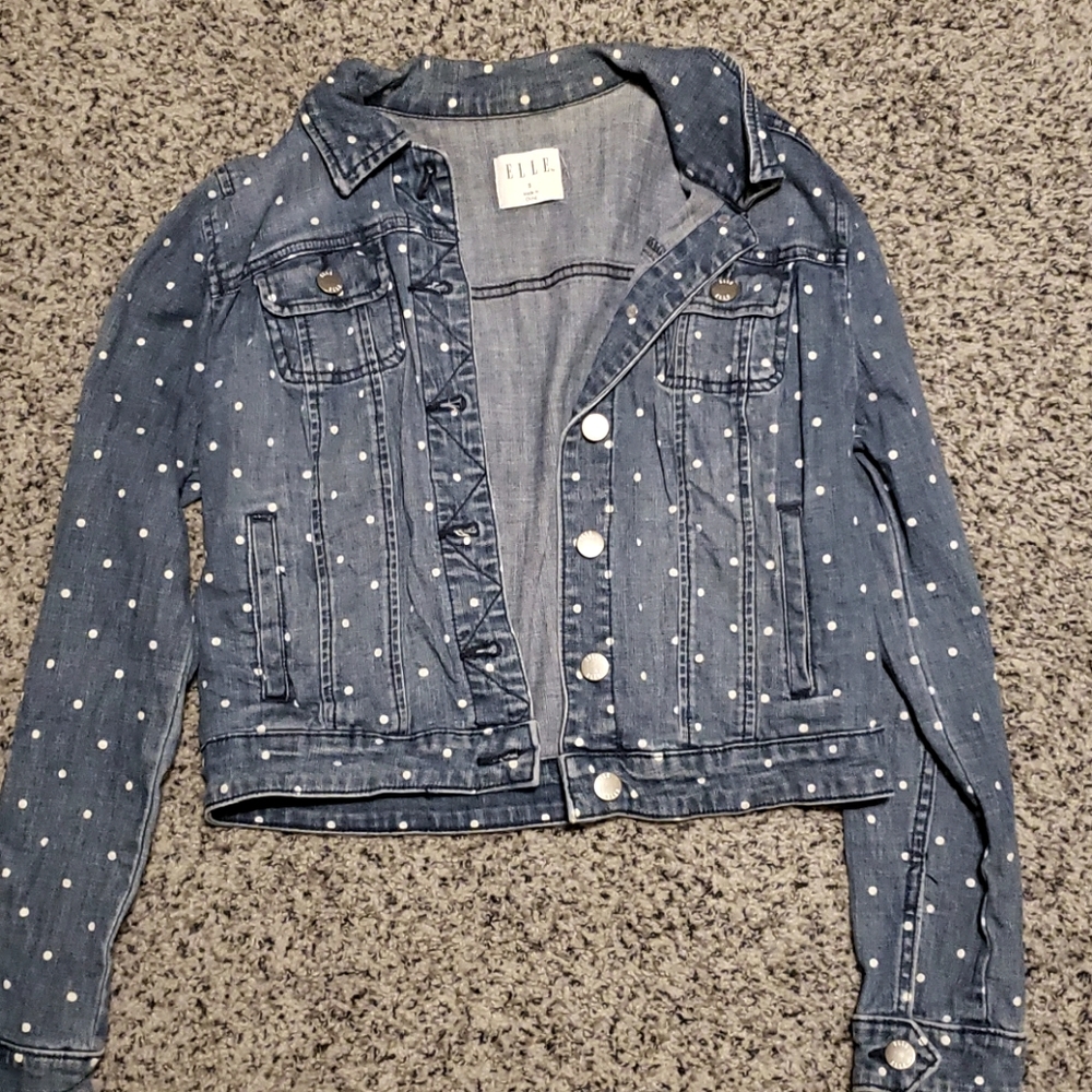 Elle polka dot jean jacket